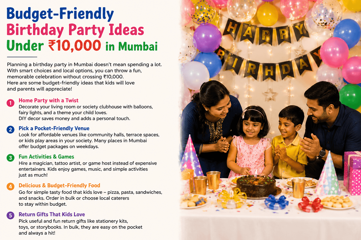 Budget-Friendly Birthday Party Ideas Under ₹10,000 in Mumbai